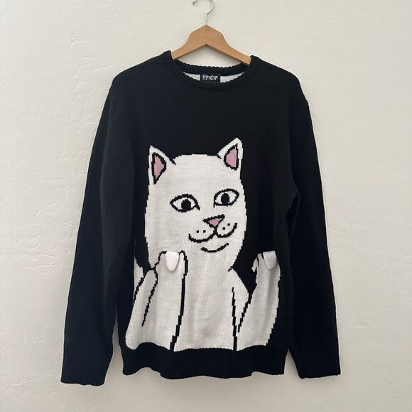 RIPNDIP (Rip N Dip) Lord Nermal Flippy Knitty Sweater – Black – Mens Large - Picture 1 of 16